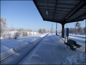 Bahnhof Triptis Winter Schnee Gleis