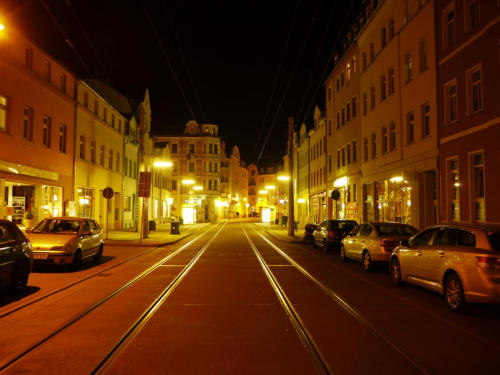 Gera Untermhaus Straßenbahn Nacht