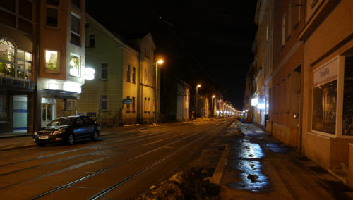Wiesestraße Gera bei Nacht